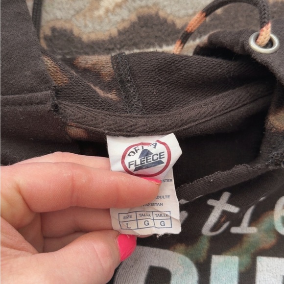 Black Tie-Dye Hoodie with Graphic Text - Picture 2 of 3